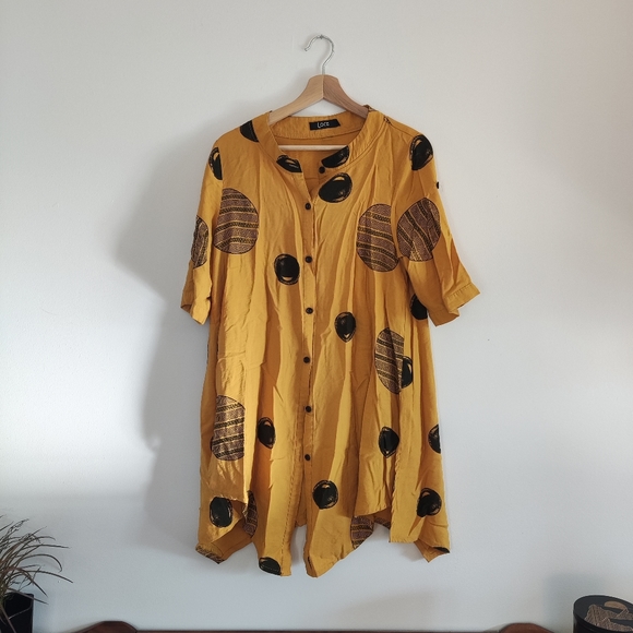 Afrocentric Mustard Yellow Tunic Blouse - Picture 8 of 8